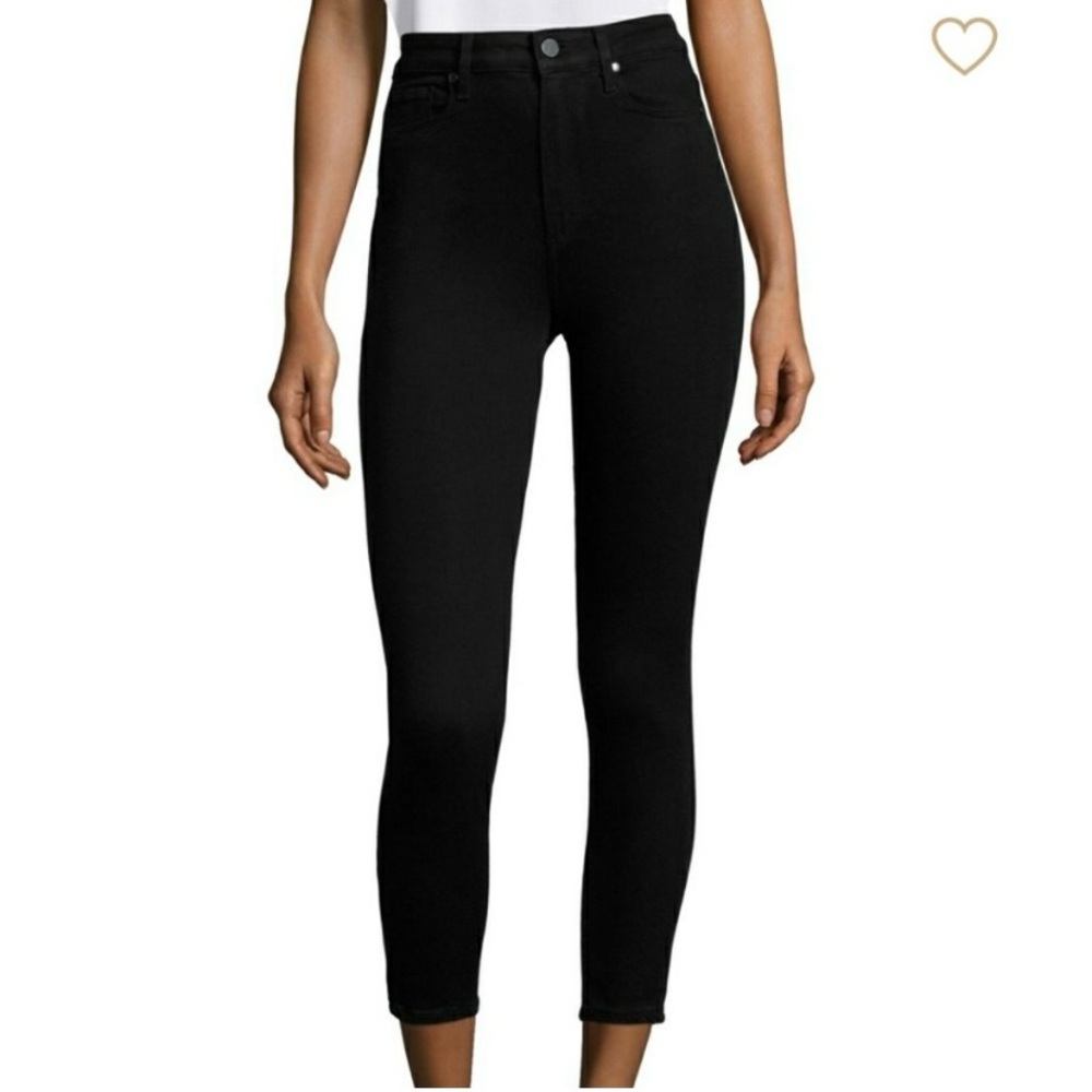 PAIGE Margot Ankle Black Silk  High Rise Jeans Women’s Size 32
